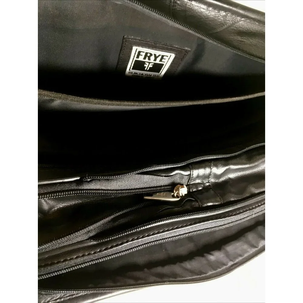Frye Black Leather Multi Compartment Laptop Briefcase Bag